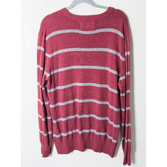 Urban Pipeline Cotton Blend Sweater Mens XL Red & Gray Striped Long Sleeve Pullo - Picture 3 of 8